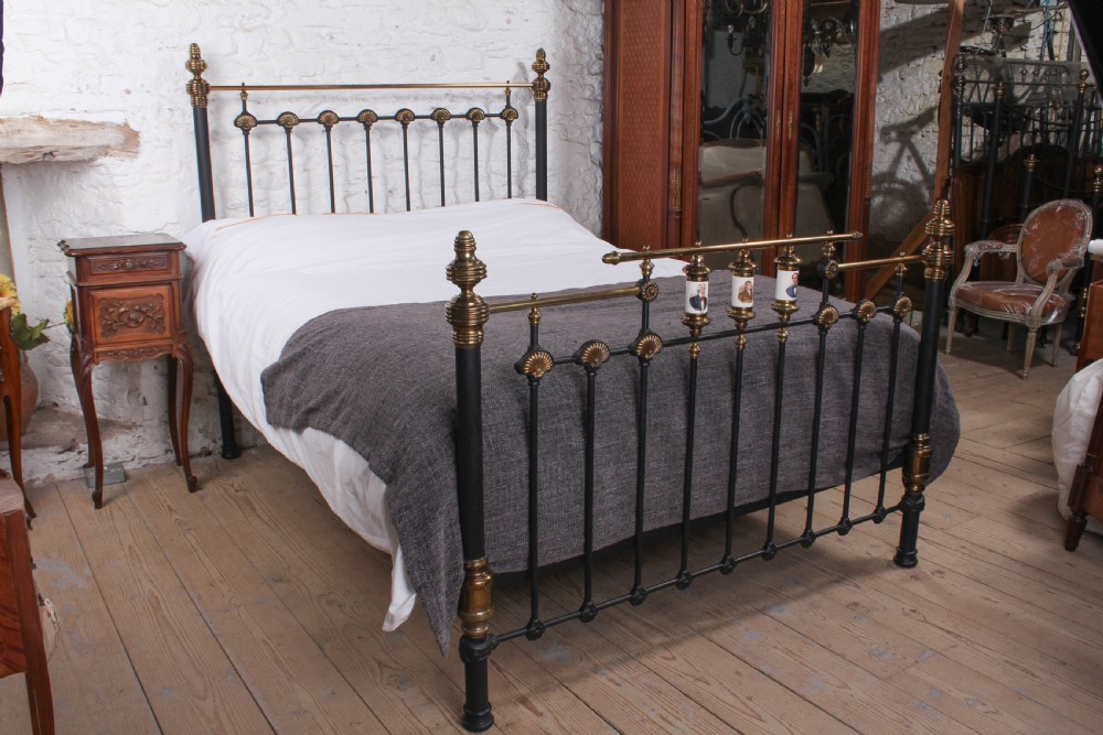 True history Victorian brass and iron king size bed with Porcelain detail
