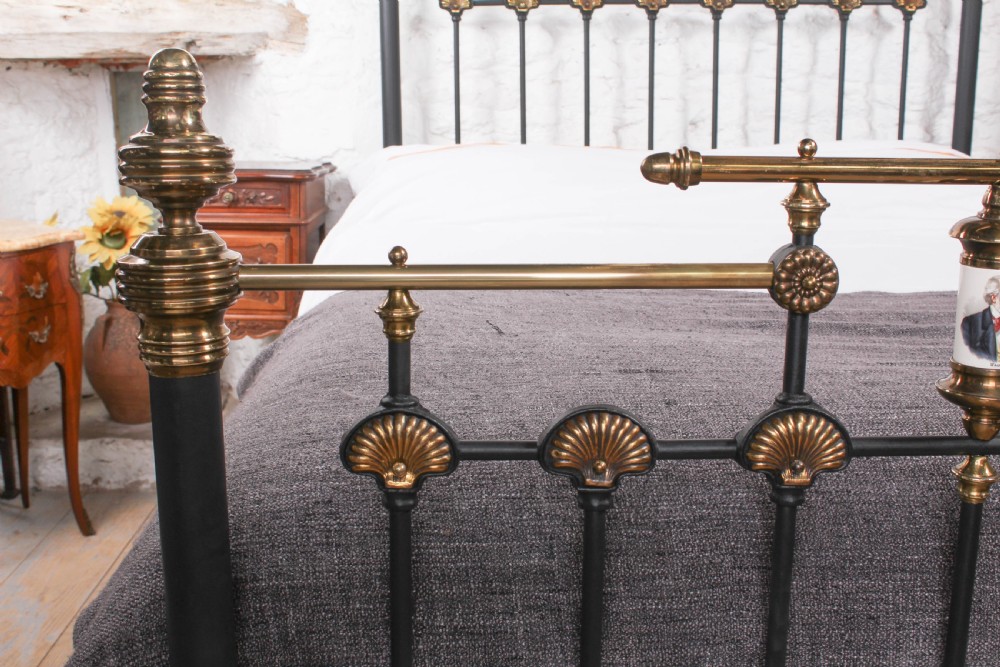 True history Victorian brass and iron king size bed with Porcelain detail View V