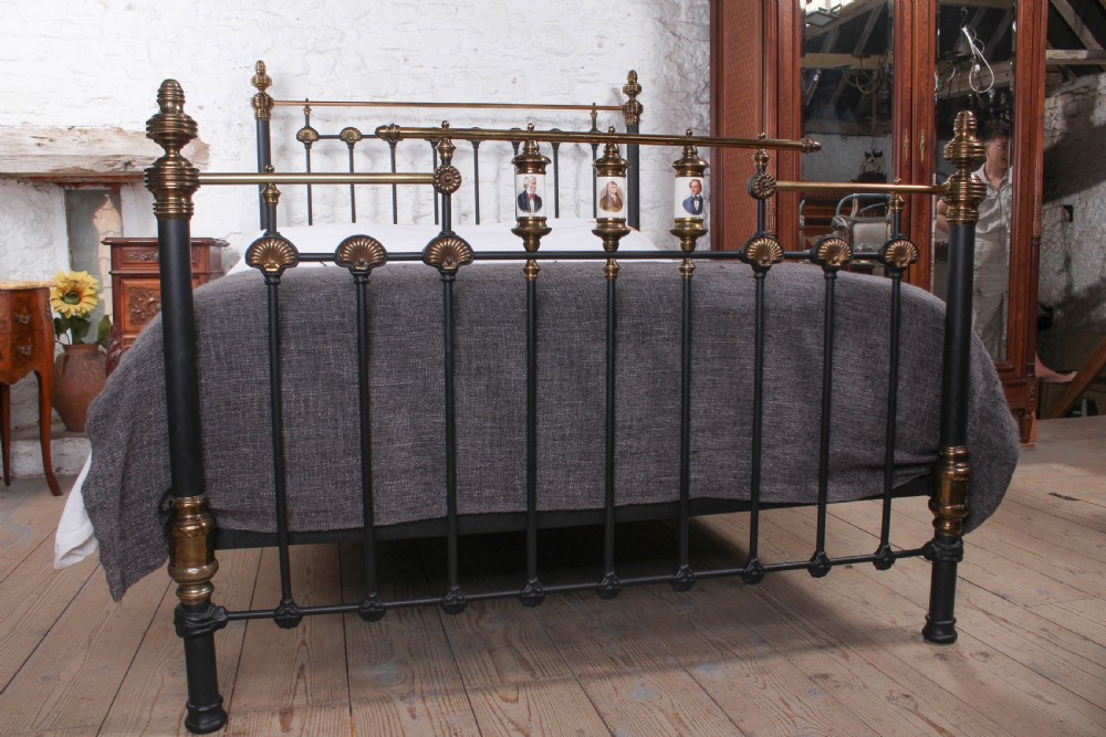 True history Victorian brass and iron king size bed with Porcelain detail View VIII