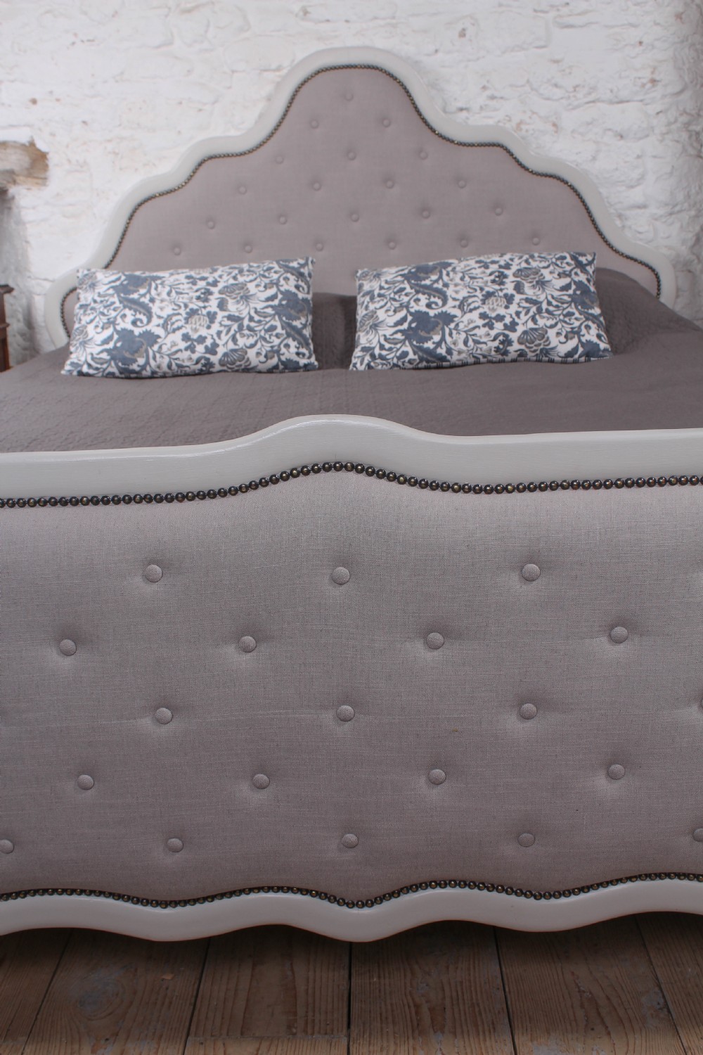 Delightfully crafted newly upholstered French super king size bed View V