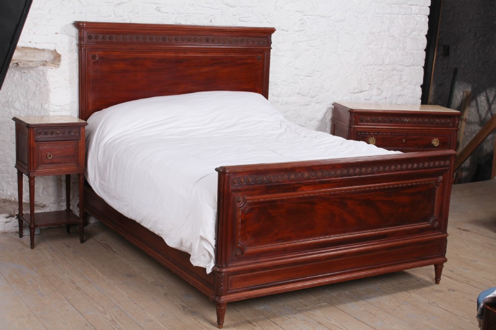  Empire style Mahogany king size bed, bedside and chest 