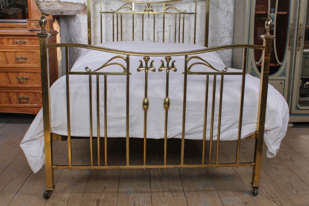 Very attractive Art Nouveau Style Brass Double Bed View II