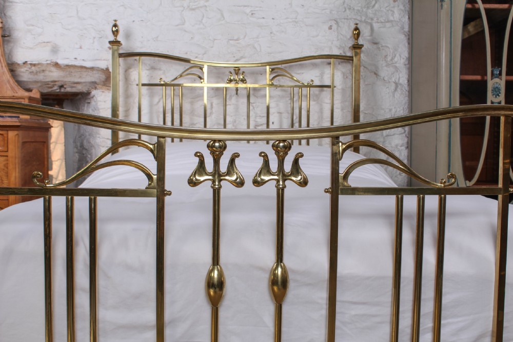 Very attractive Art Nouveau Style Brass Double Bed View IV