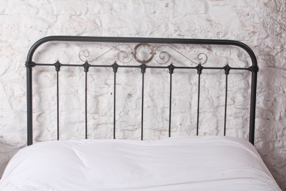 Alluring French black and brass double bed View III