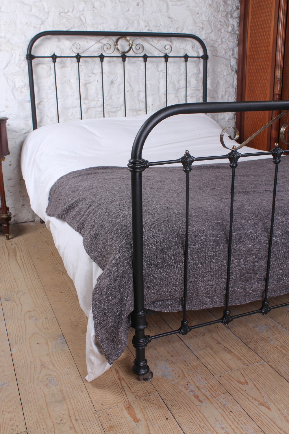 Alluring French black and brass double bed View V