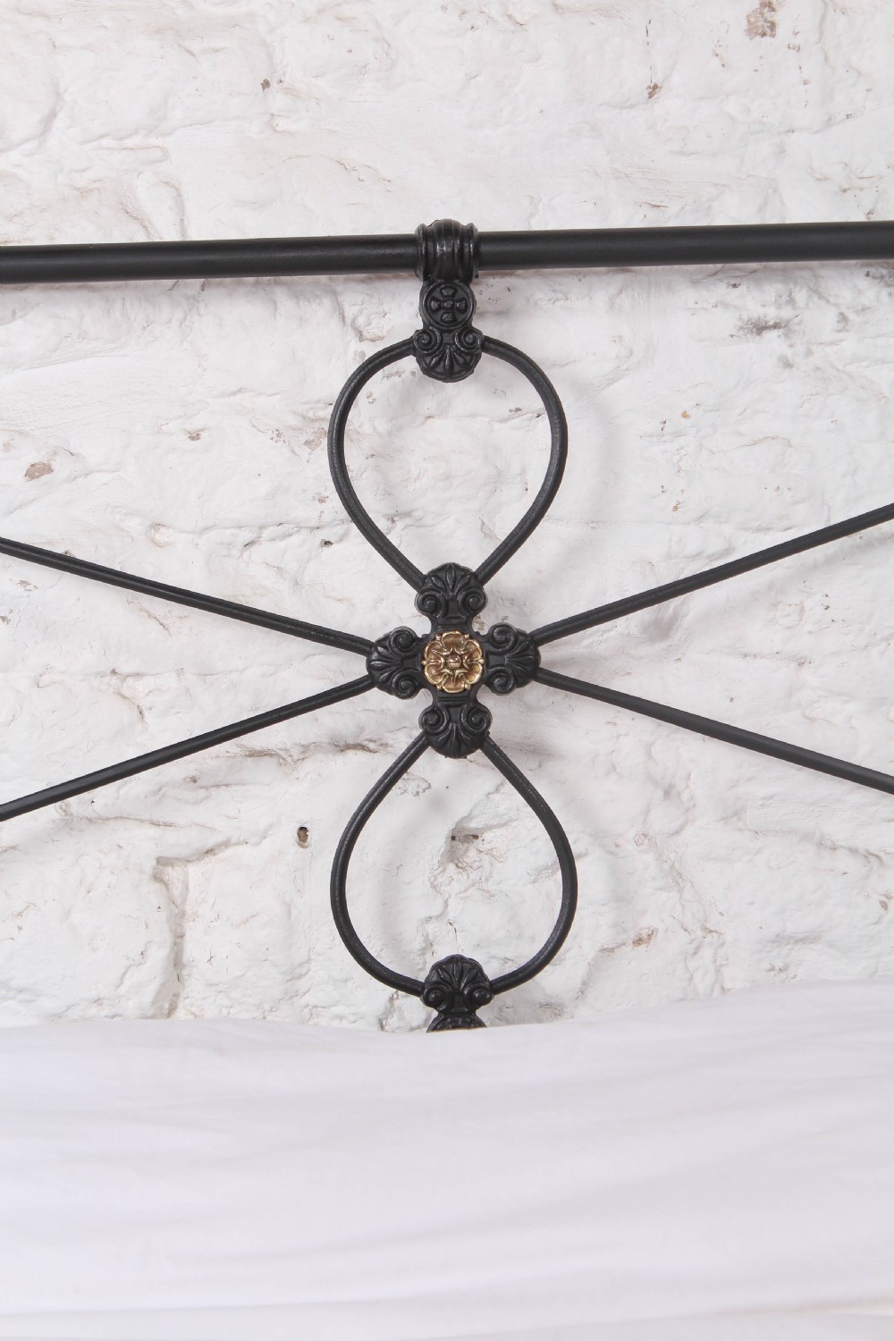 Lovely Irish Kingsize Bed with Central Brass Detail.  View IV