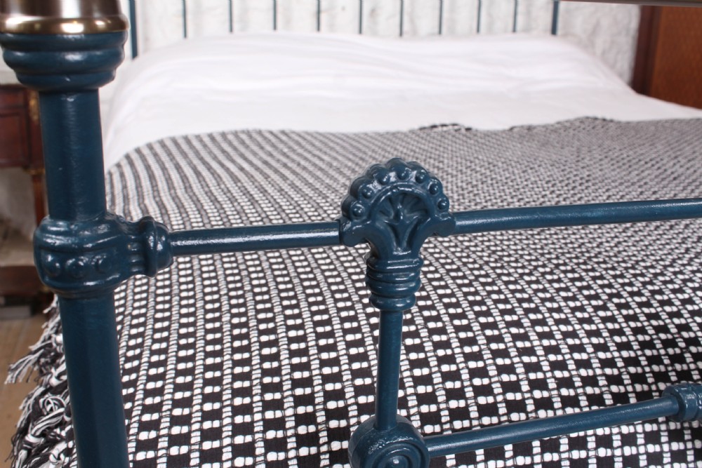 Truly one of a kind blue and brass Victorian king size bed View IV