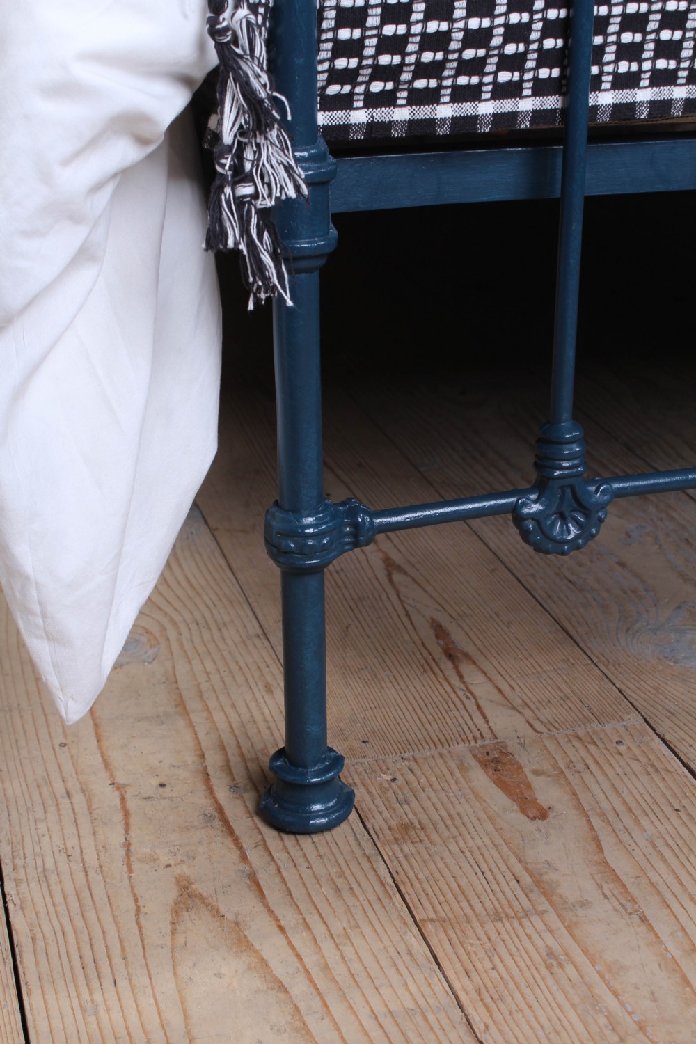 Truly one of a kind blue and brass Victorian king size bed View V