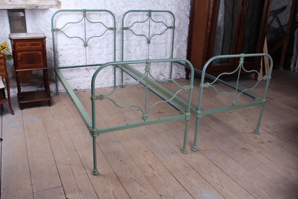 Captivating pair of Irish Victorian all iron beds (can be joined) View X