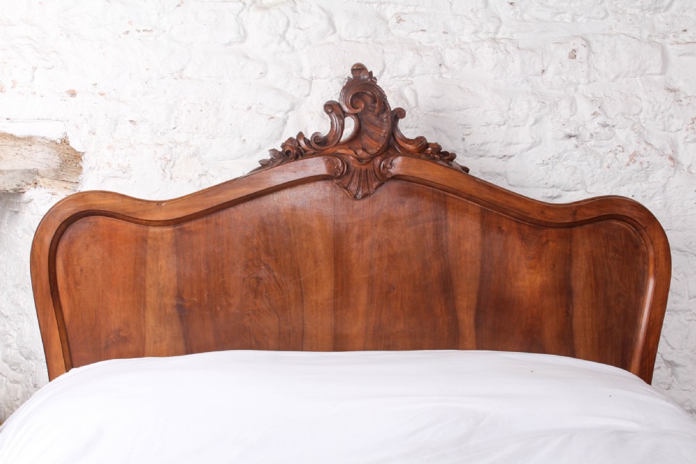Exquisite Louis XV style sild walnut double bed View II