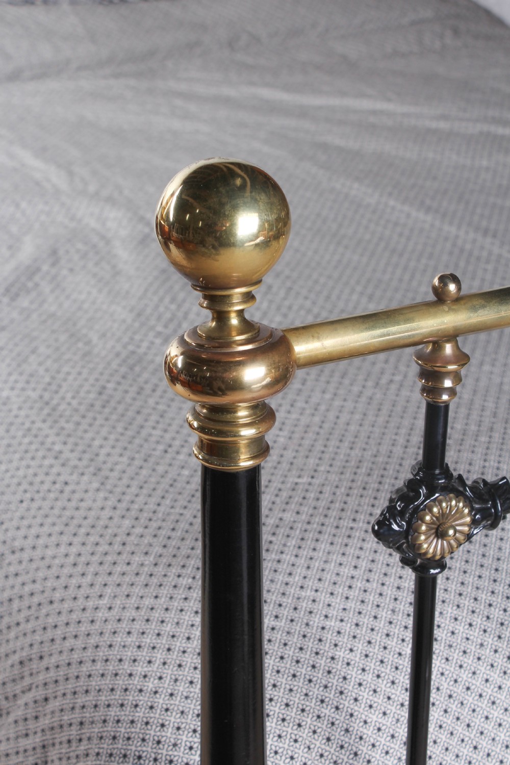 Graceful individual Victorian black and brass king size bed View II