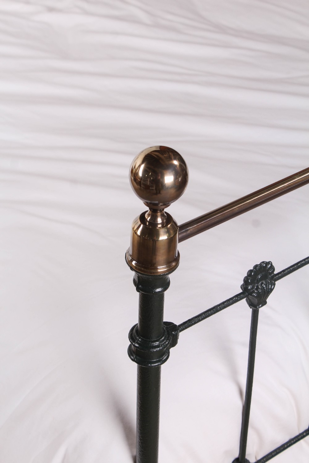 Pretty queen size Victorian brass and iron bed View II