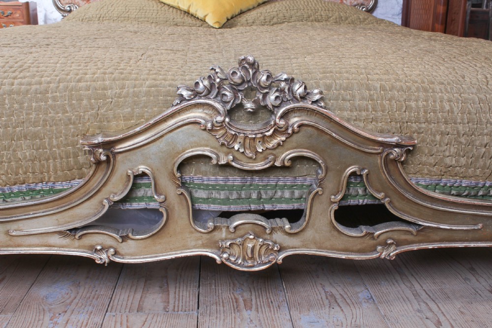 Fabulous Silver Gold Italian Upholstered Rococo Style Super King Bed View II