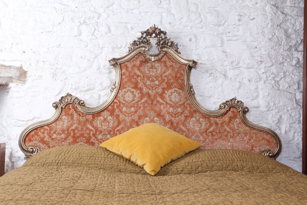 Fabulous Silver Gold Italian Upholstered Rococo Style Super King Bed View III