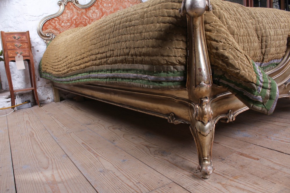 Fabulous Silver Gold Italian Upholstered Rococo Style Super King Bed View VII