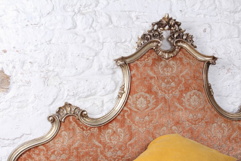 Fabulous Silver Gold Italian Upholstered Rococo Style Super King Bed View VIII