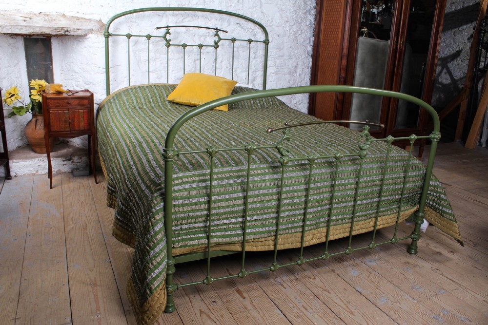 Pretty green iron French king size bed  View II