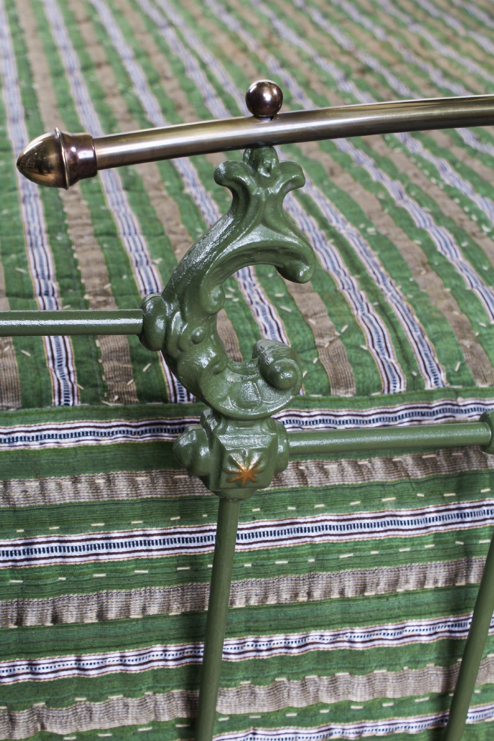 Pretty green iron French king size bed  View III