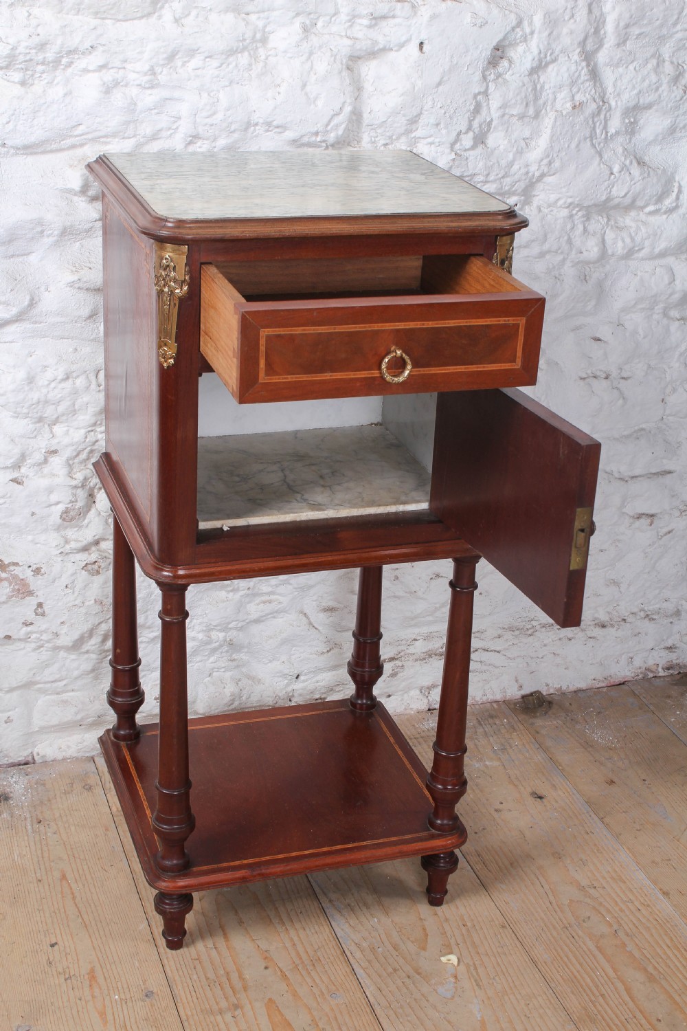 Lovely quality French mahogany bedside  View IV