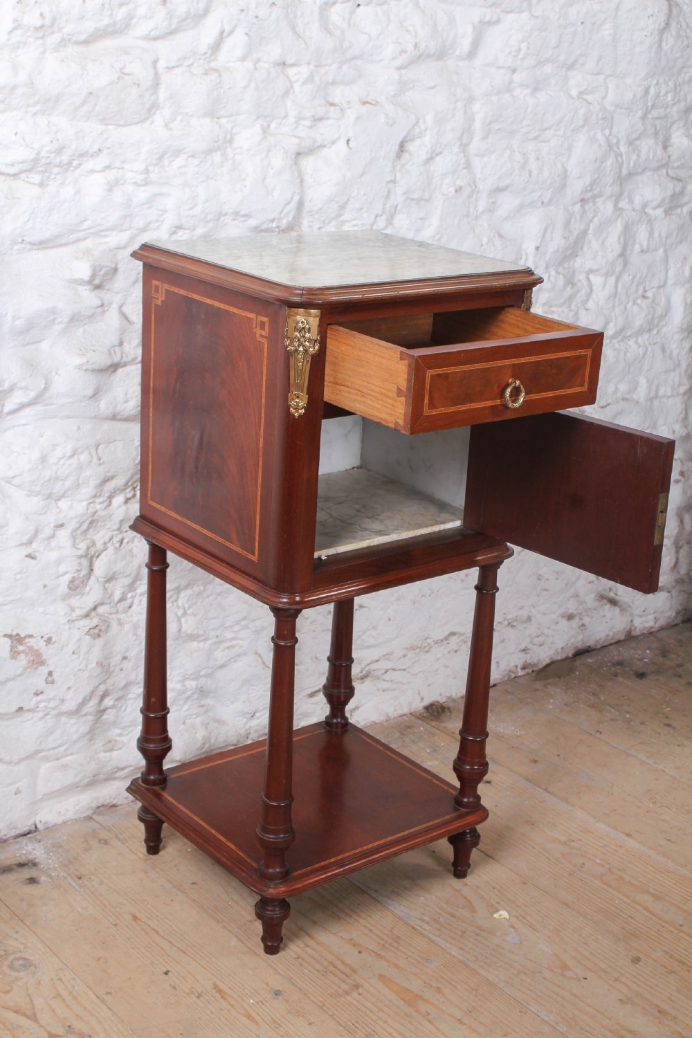 Lovely quality French mahogany bedside  View V