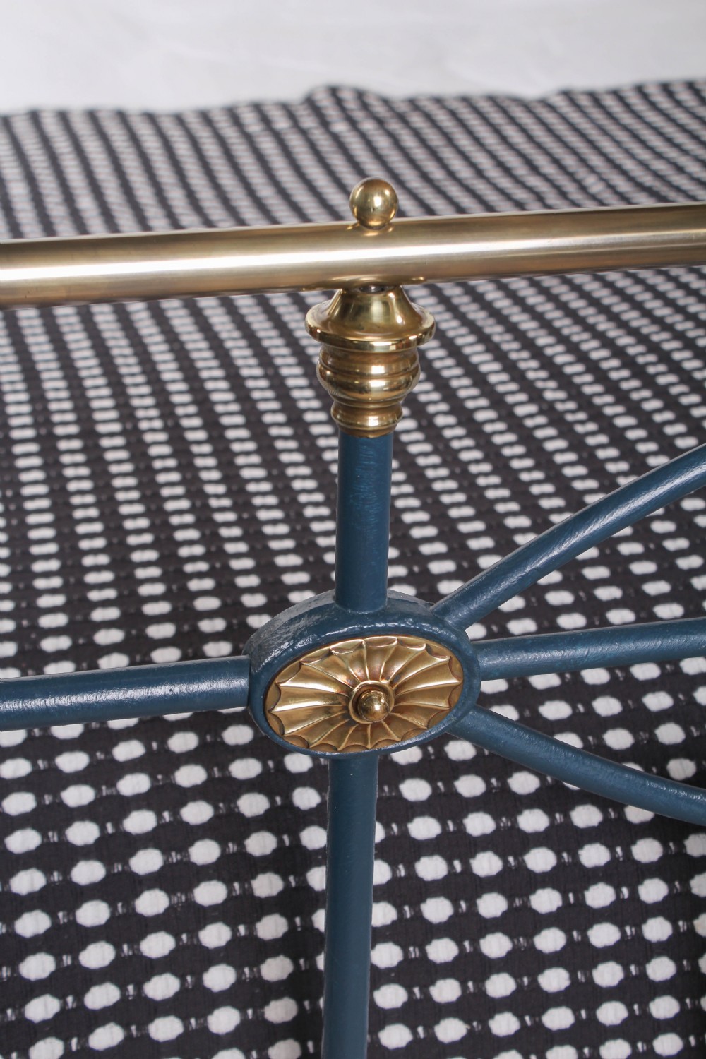 Captivating Victorian brass and iron king size  bed in Hague blue View V