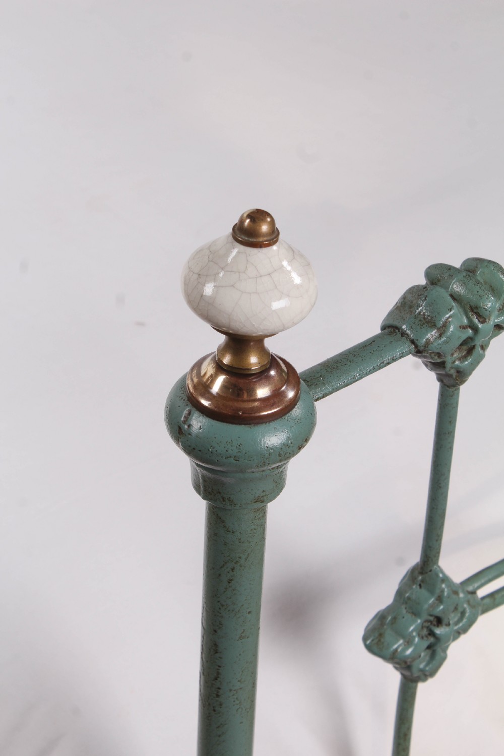 Very rare and pretty early Victorian king size bed in soft green View III