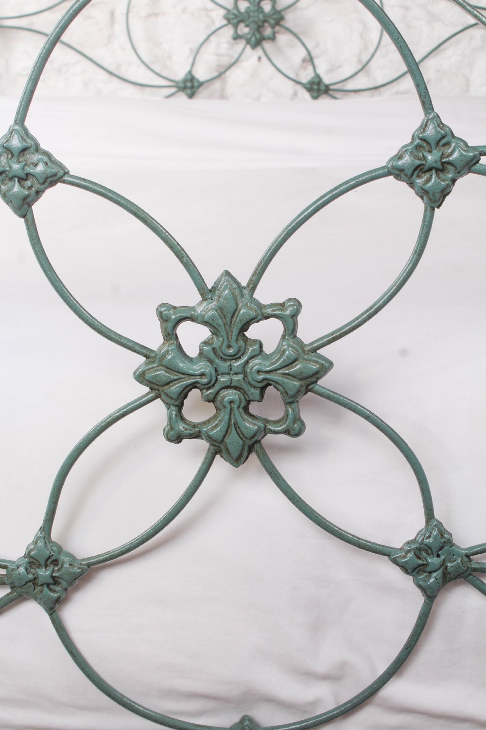 Very rare and pretty early Victorian king size bed in soft green View VIII