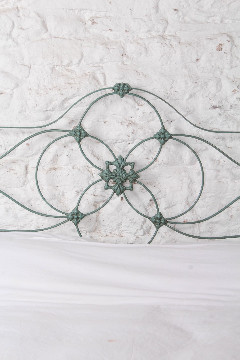 Very rare and pretty early Victorian king size bed in soft green View IX