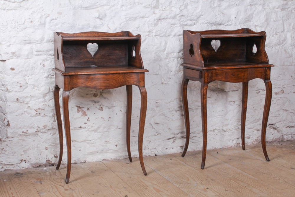 Lovely pair of French oak provincial bedsides 