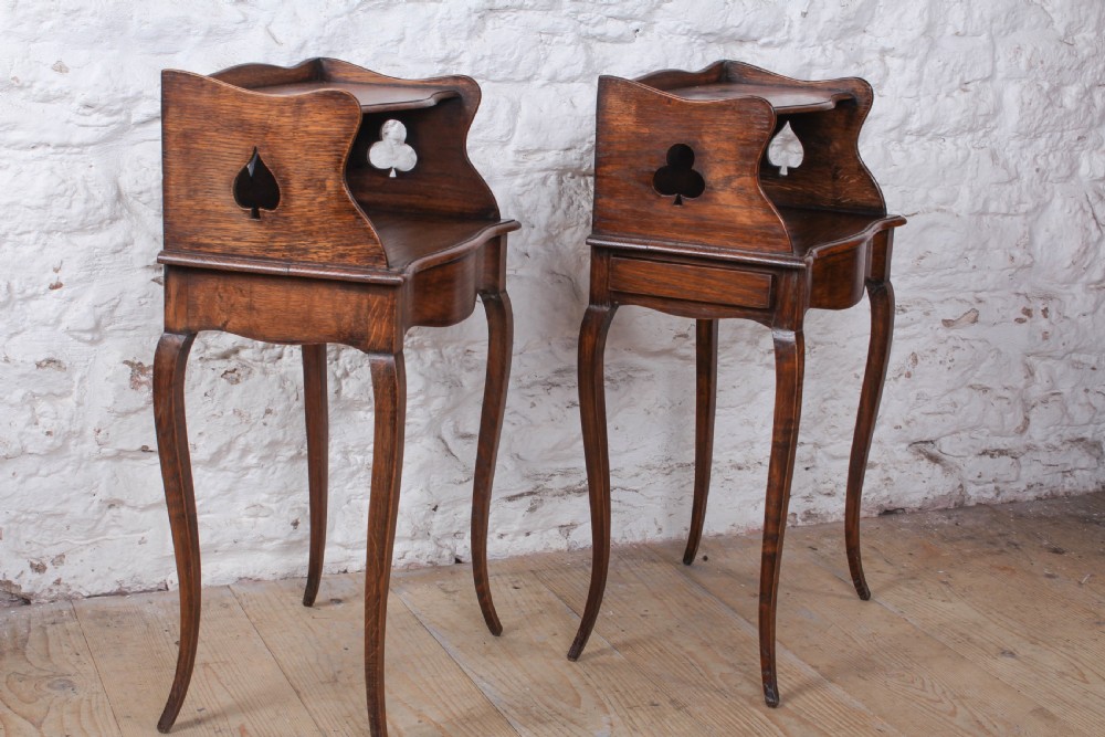 Lovely pair of French oak provincial bedsides  View II