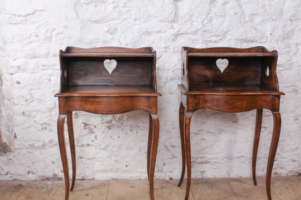 Lovely pair of French oak provincial bedsides  View IV