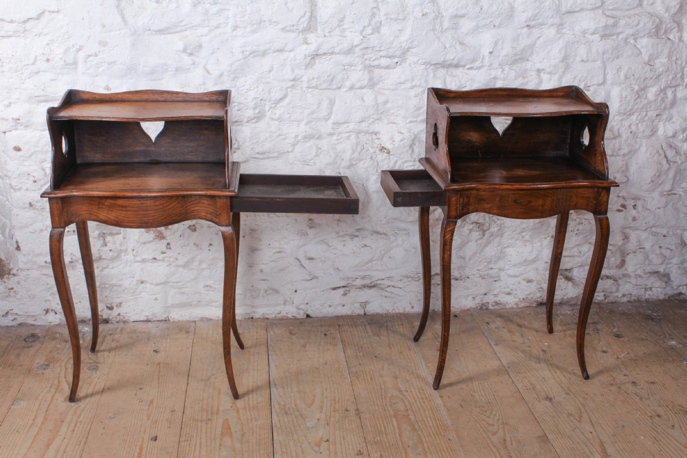 Lovely pair of French oak provincial bedsides  View V