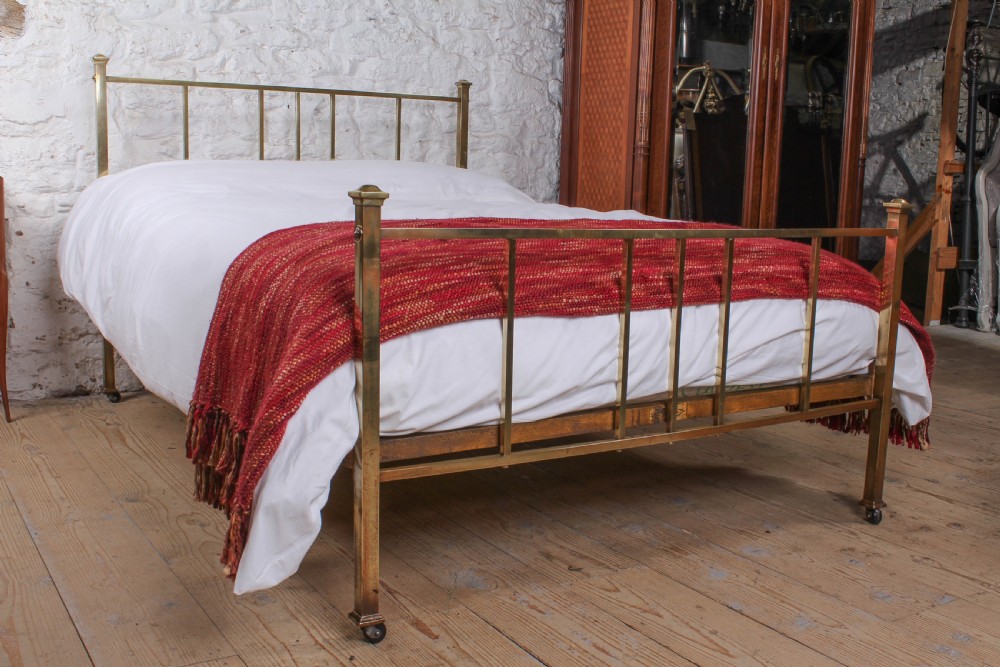 Attic room Edwardian simple all brass double bed 