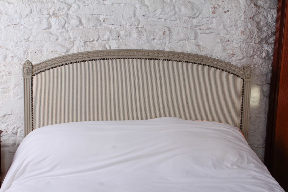 Gorgeous Low end French original painted king size upholstered bed View V