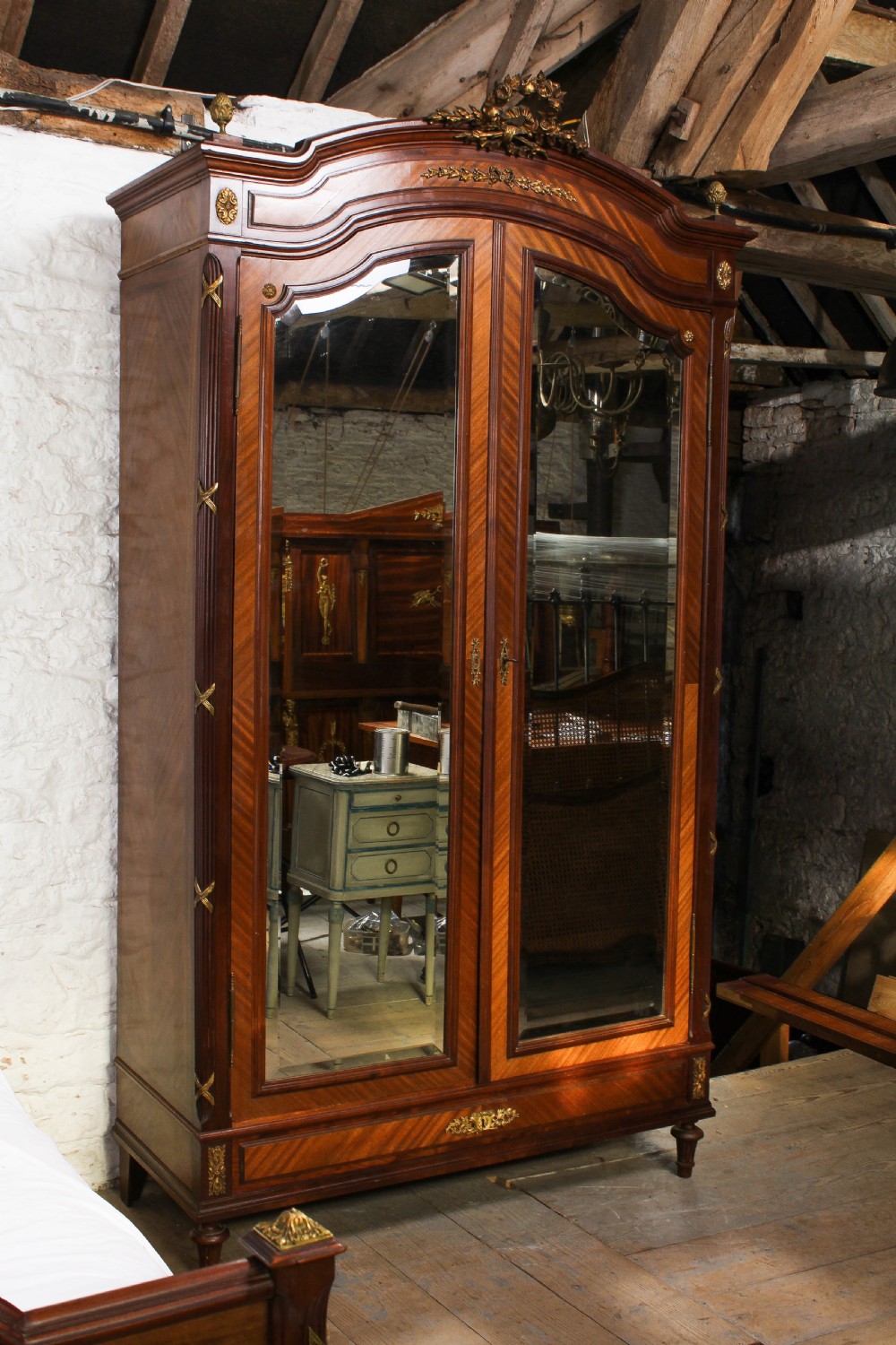 Handsome Louis XVI walnut bedroom suite with king size bed View VI
