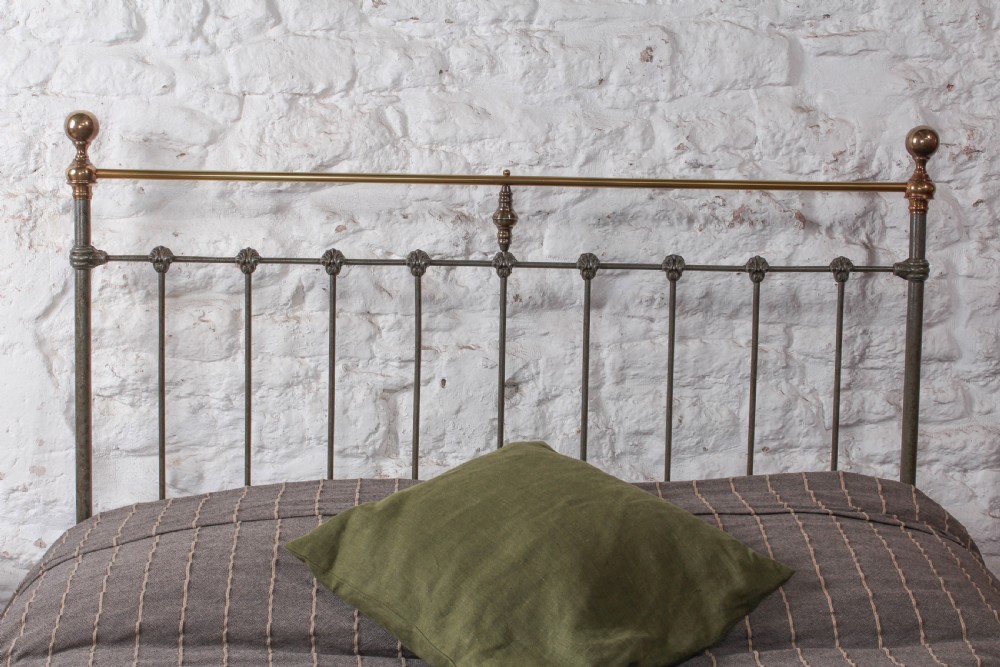 Gorgeous green and aged brass double no end bed View II