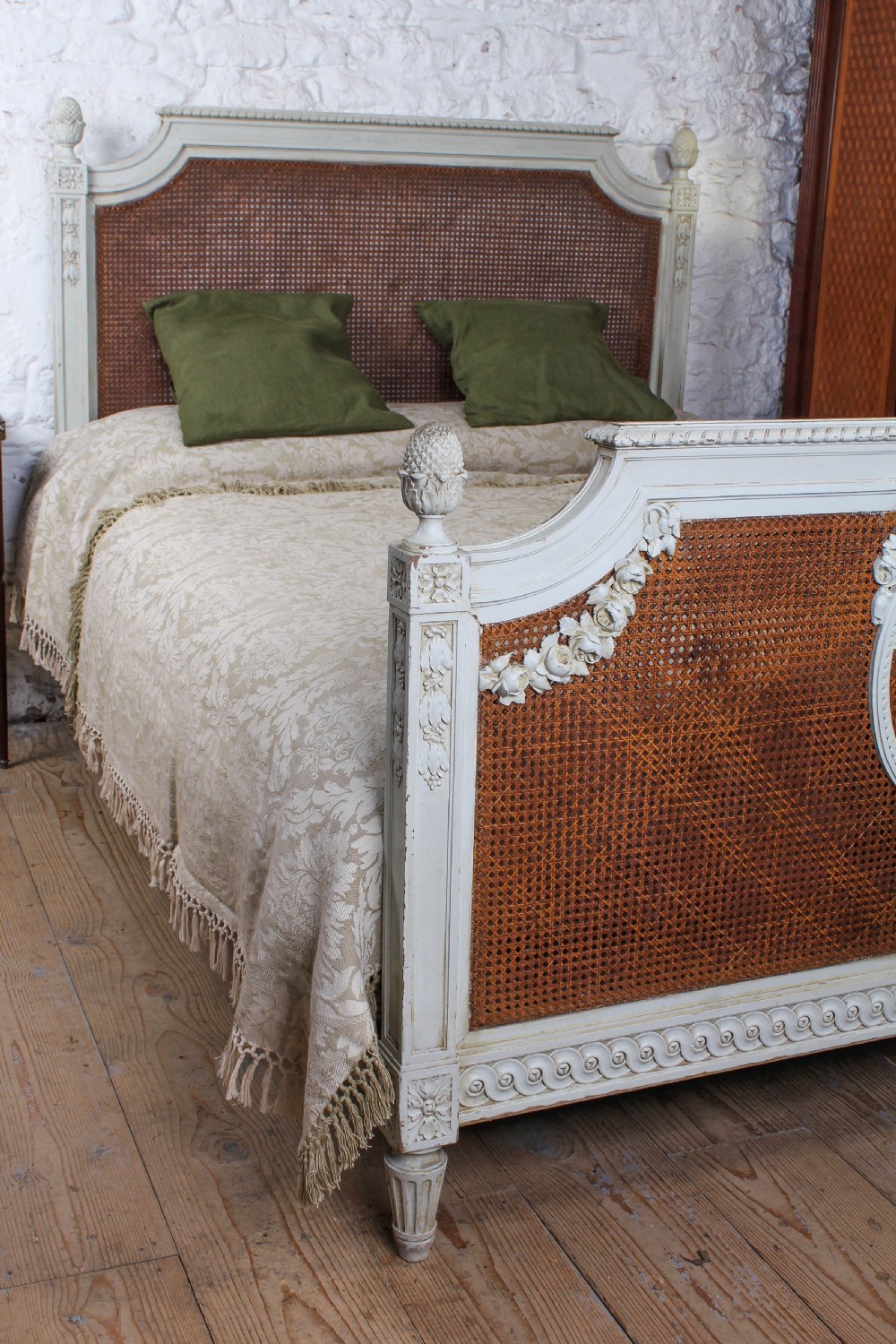 Fabulous French carved and caned king size bed View VIII