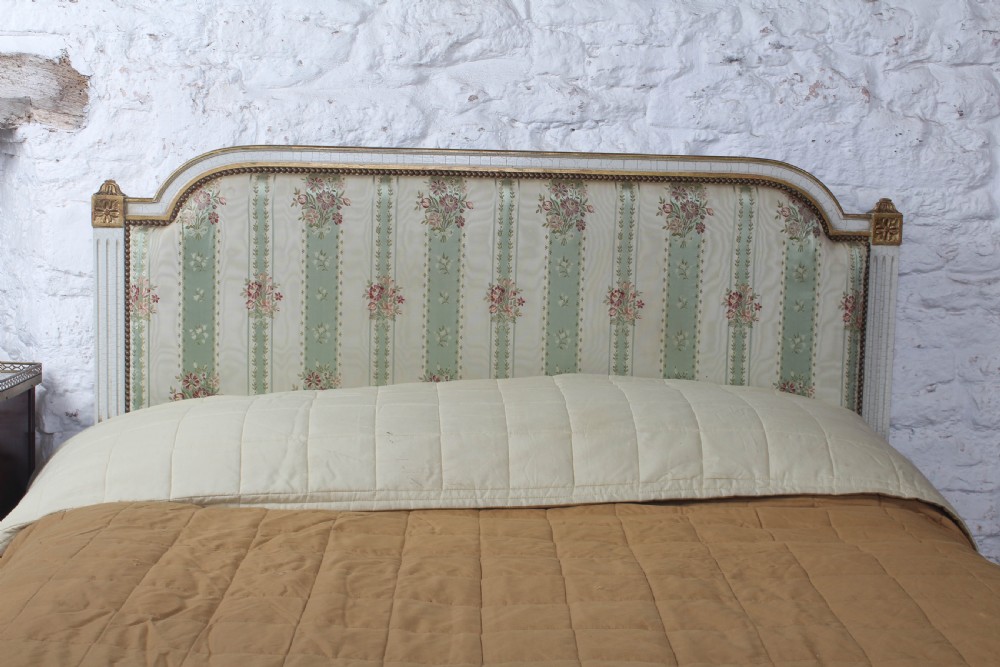 Original silk fabric French upholstered double bed View V
