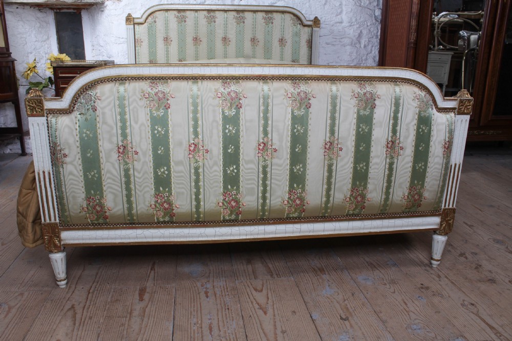 Original silk fabric French upholstered double bed View VI