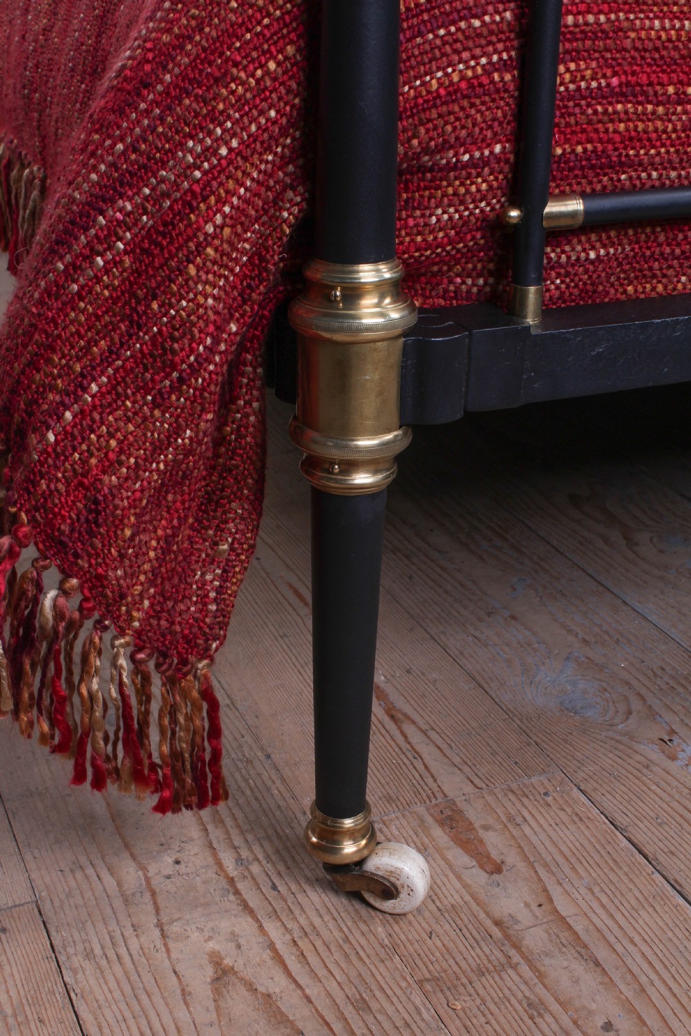 Elegant king size brass and iron bed with taper posts  View III