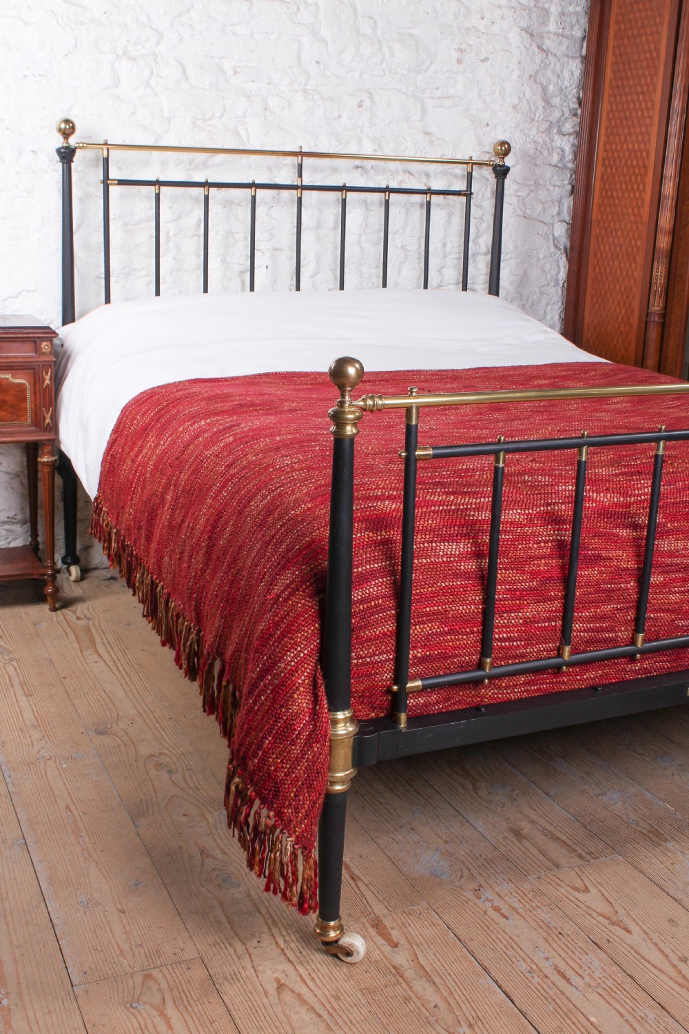 Elegant king size brass and iron bed with taper posts  View VIII