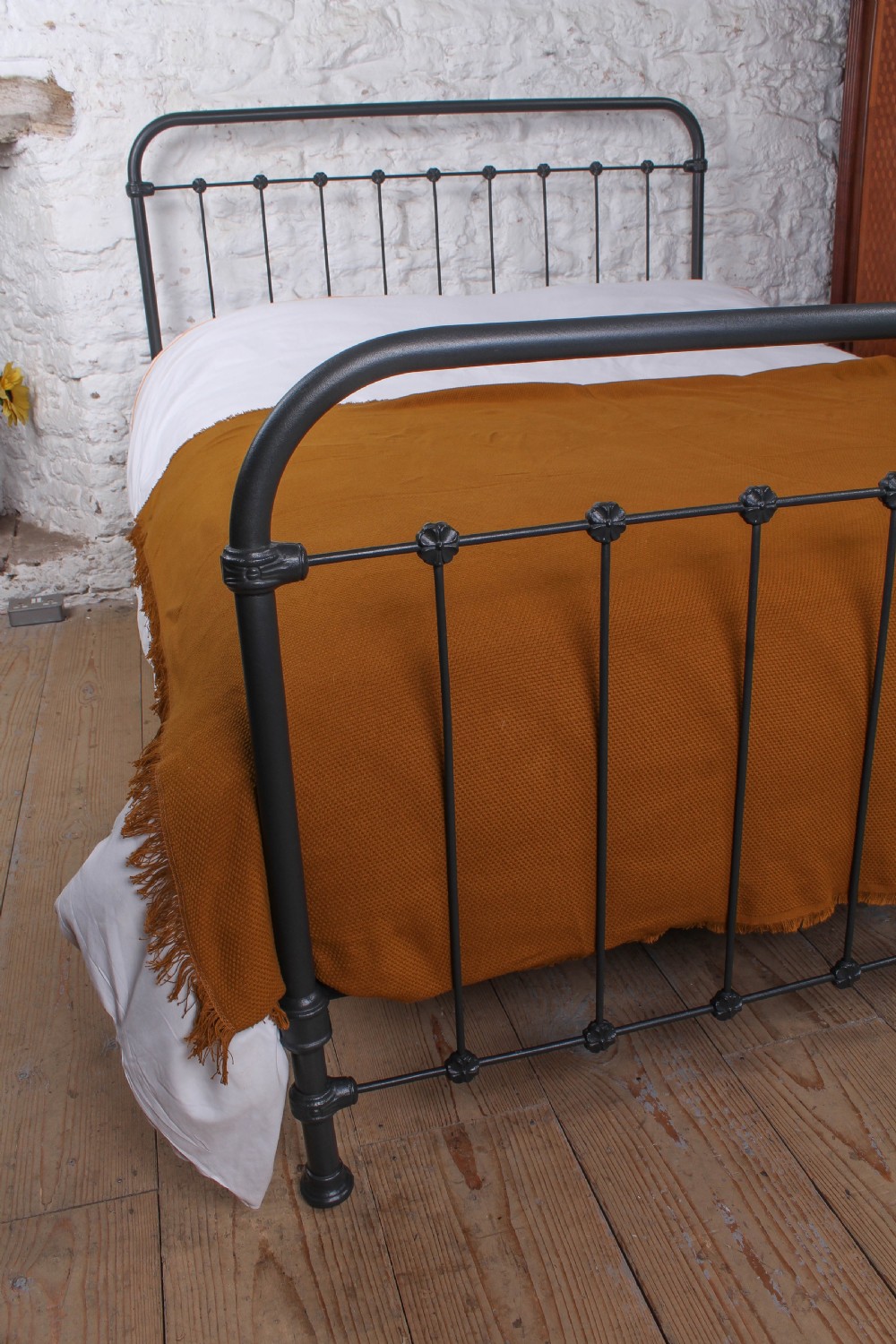 Classic French all Iron King size bed with clover detail castings.  View III