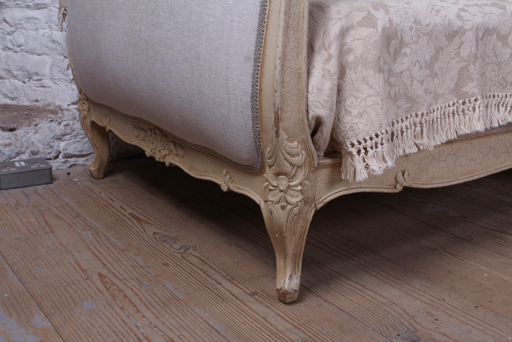 Stylish and practical Louis XV Newly Upholstered Single/Day bed.  View V