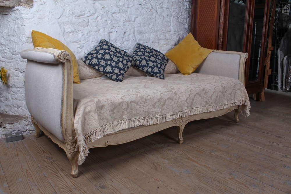 Stylish and practical Louis XV Newly Upholstered Single/Day bed.  View VII