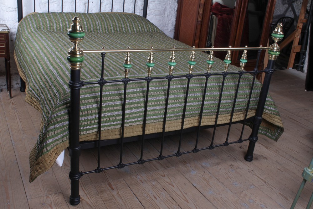 Unique and Captivating Iron and Brass King size Bed with Porcelain Detail.  View III