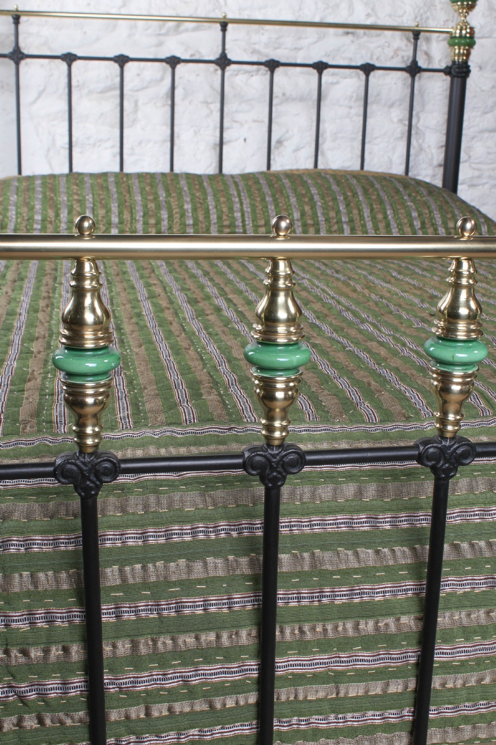 Unique and Captivating Iron and Brass King size Bed with Porcelain Detail.  View V