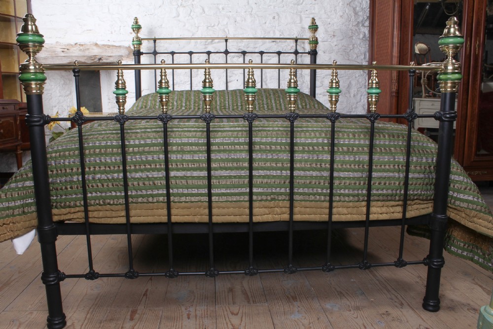 Unique and Captivating Iron and Brass King size Bed with Porcelain Detail.  View VI