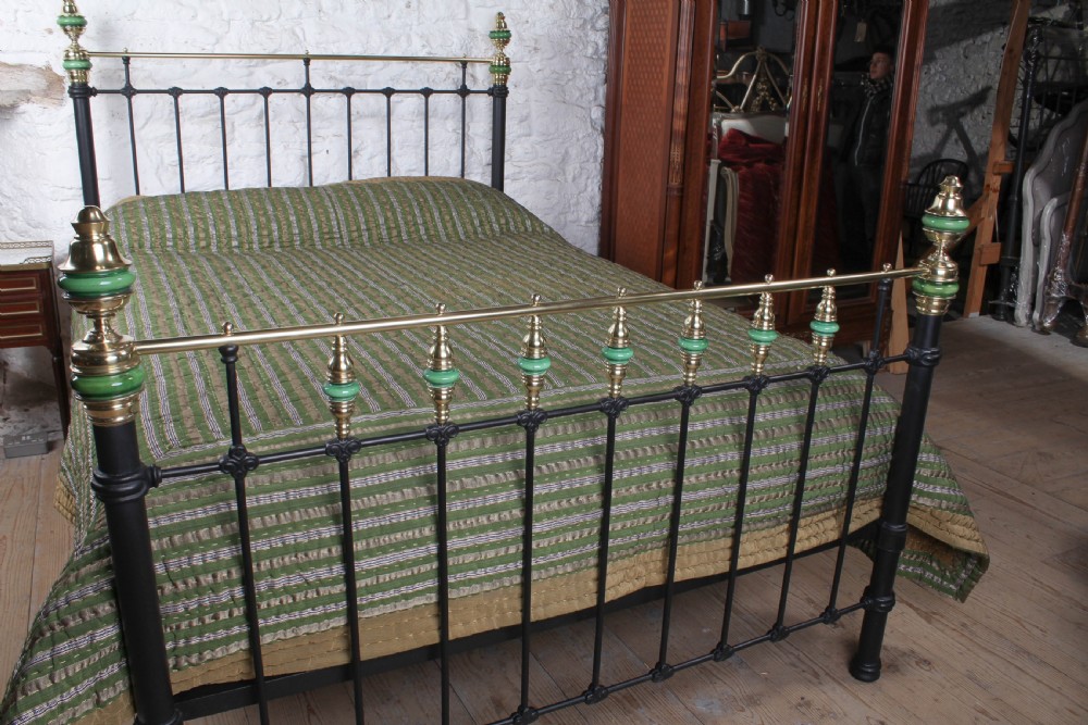 Unique and Captivating Iron and Brass King size Bed with Porcelain Detail.  View VIII