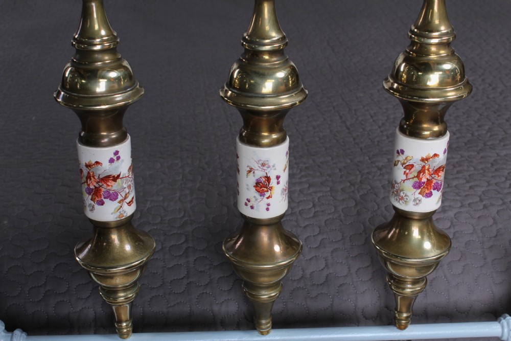 Spectacular Victorian brass and iron kingsize bed with porcelain details View III