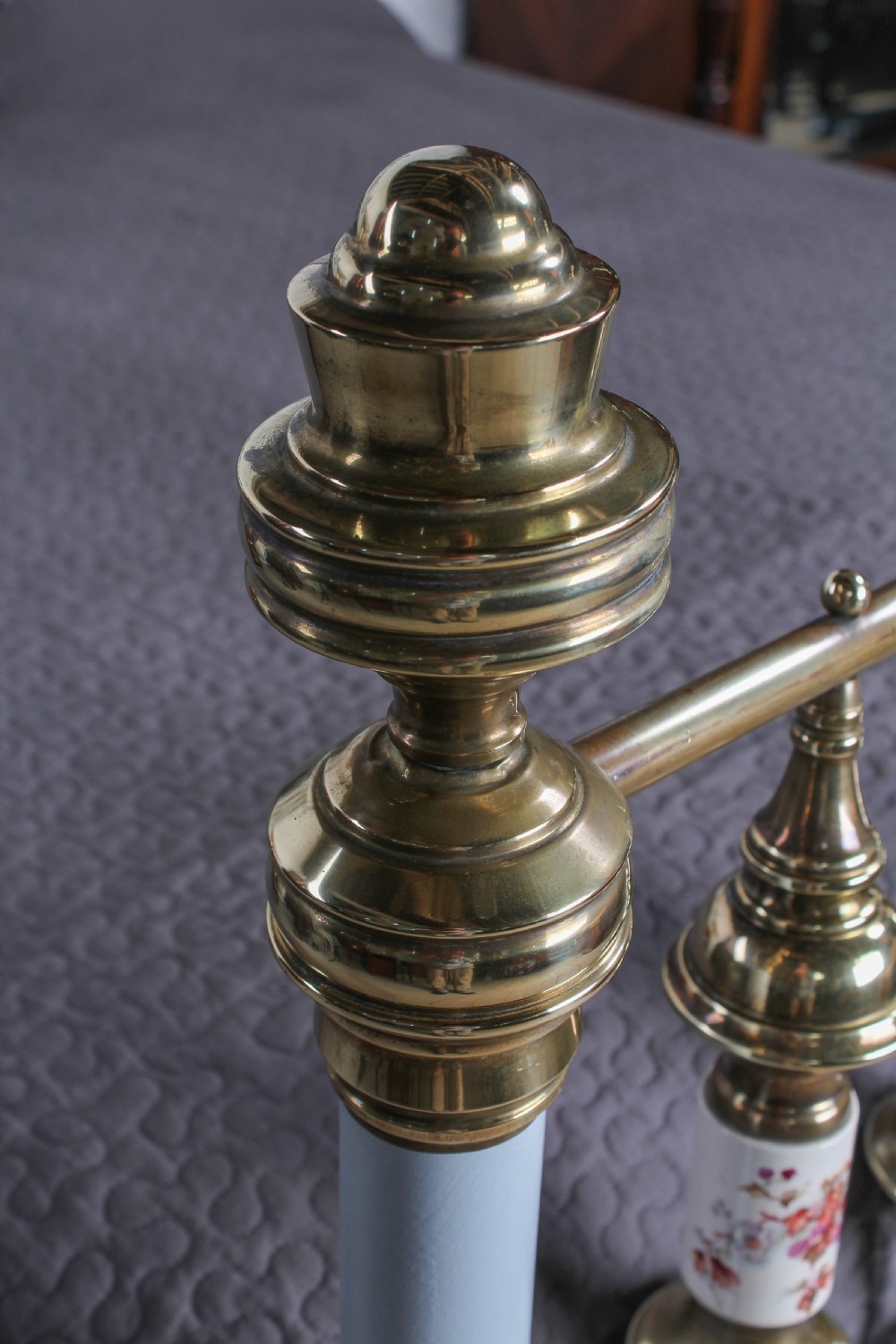 Spectacular Victorian brass and iron kingsize bed with porcelain details View X